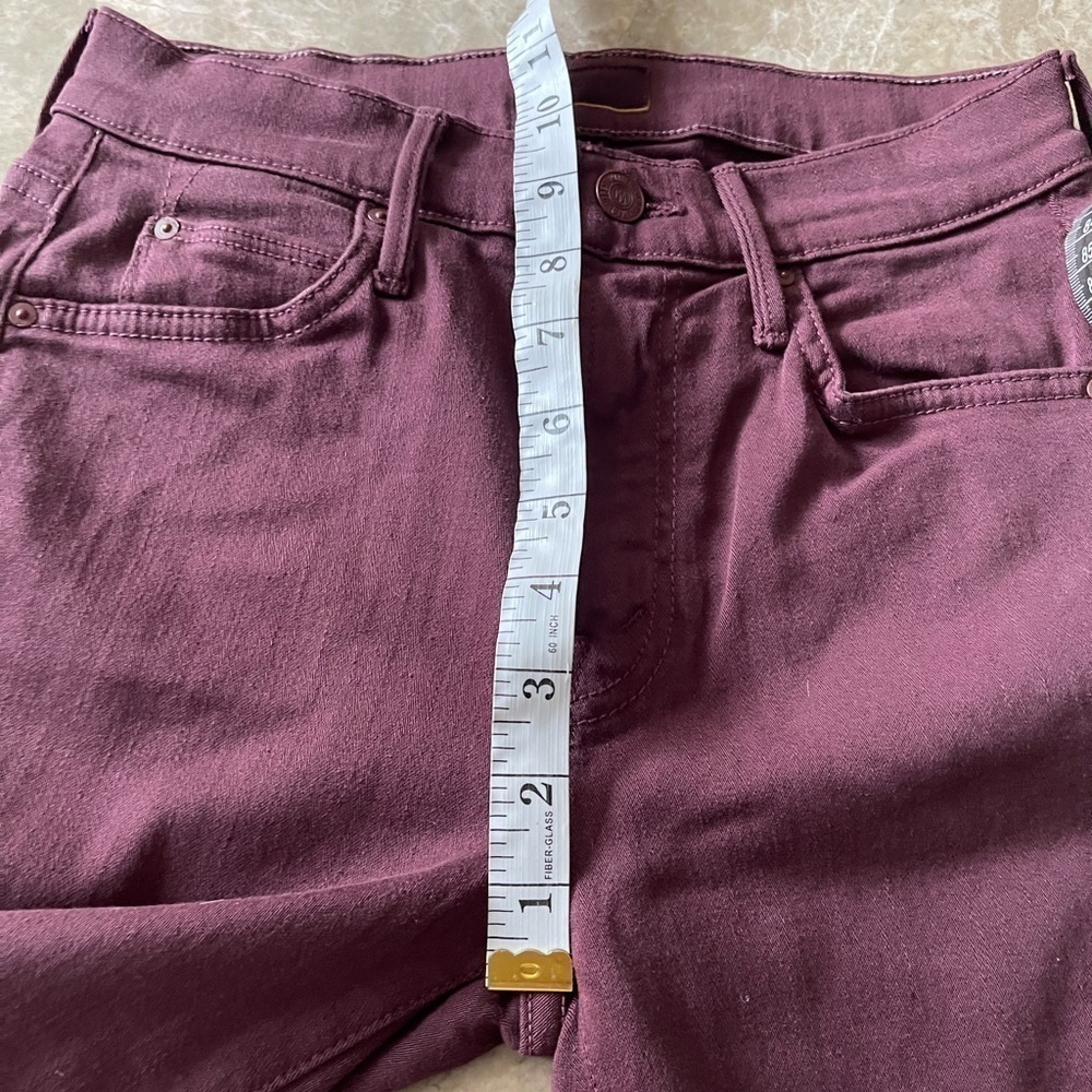 MOTHER Straight Leg Jeans in Burgundy - Picture 10 of 14